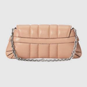 Gucci Horsebit Chain Small Shoulder Bag Quilted Rose Beige