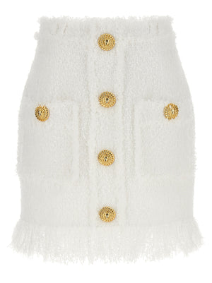 Balmain Button Tweed Skirt