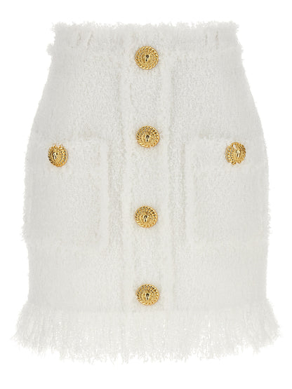 Balmain Button Tweed Skirt