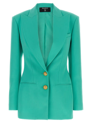 Balmain Logo Button Double-breasted Blazer