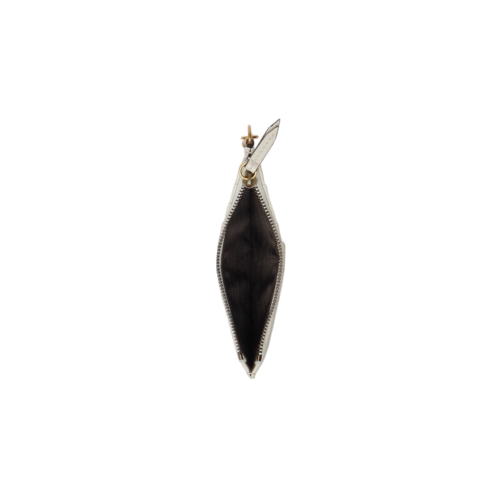 Black diamond-shaped earring on a white background