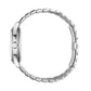 Silver bracelet on a light gray background