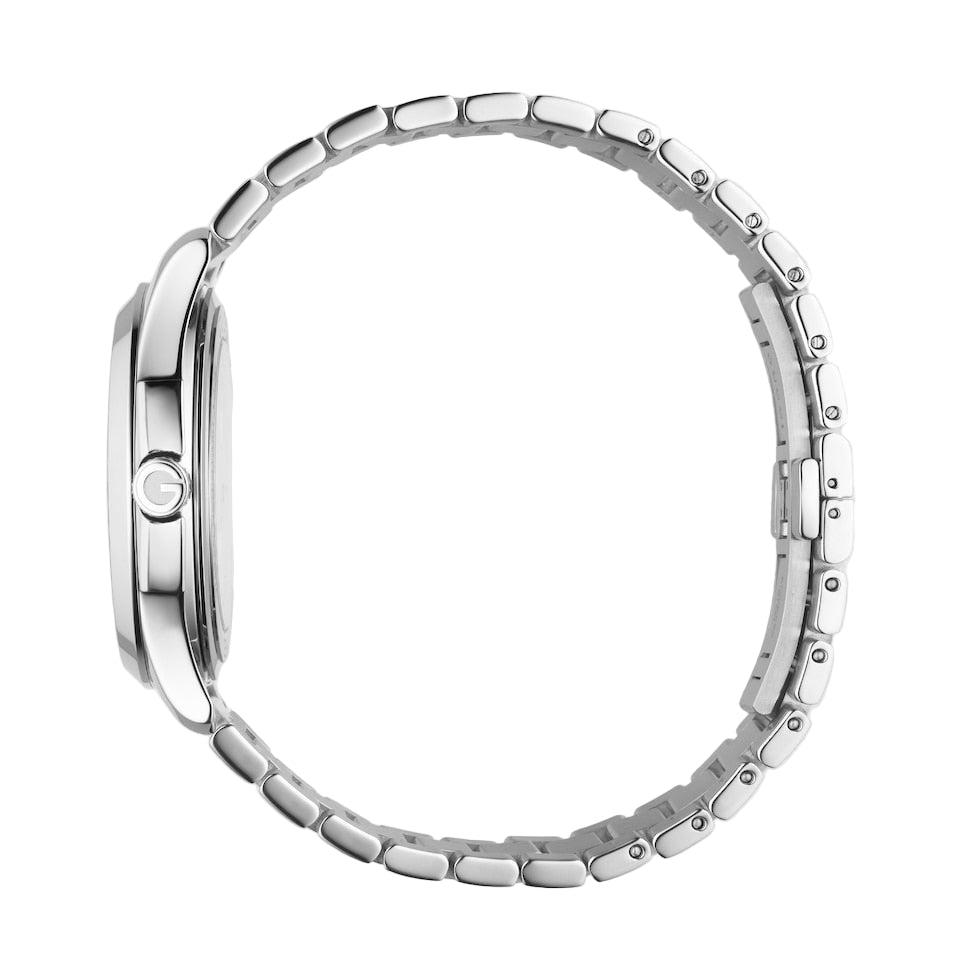Silver bracelet on a light gray background