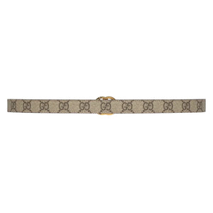 Gucci GG Marmont Thin Belt Beige and Ebony Canvas Dusty Pink