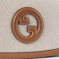 Gucci Blondie Large Top Handle Beige Cotton Linen Canvas Bag Brown