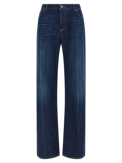 Dolce & Gabbana Stretched Pleated Trompe Loeil Jeans