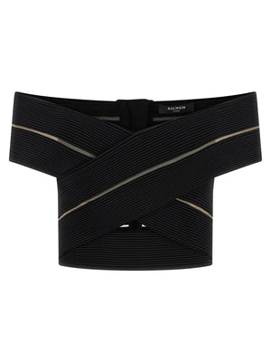 Balmain Off-the-shoulder Crop Top