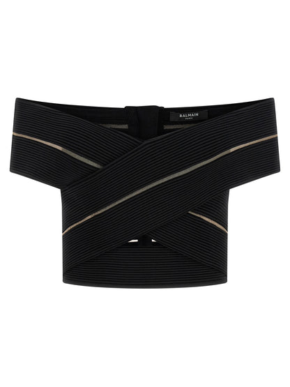 Balmain Off-the-shoulder Crop Top