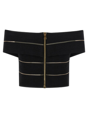 Balmain Off-the-shoulder Crop Top