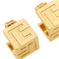 Balmain Pb 3d Earrings antiqued brass 3D embossed cube circle design with stiletto closure and snap button, gold-tone luxury