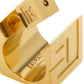 Balmain Pb 3d Earrings antiqued brass 3D embossed circle with cubic design, stiletto closure and snap button