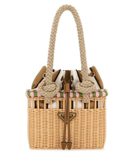 Prada Mini Wicker Bucket Bag