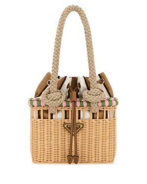 Prada Mini Wicker Bucket Bag