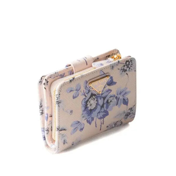 Floral patterned wallet on a white background