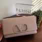 Valentino Garavani Small VLOGO Leather Clutch Bag Rose Quartz