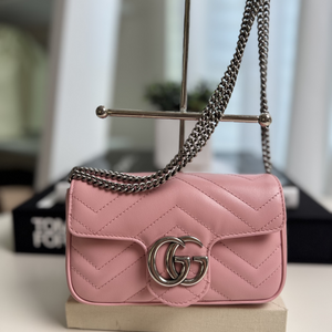Gucci Marmont Matelasse Leather Super Mini Bag Pink