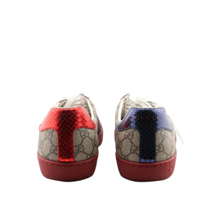 Pair of patterned shoes on a white surface
