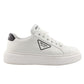 White sneaker with Prada logo on a white background