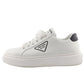 White sneaker with Prada logo on a white background