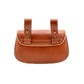 Brown leather bag with handles on a white background