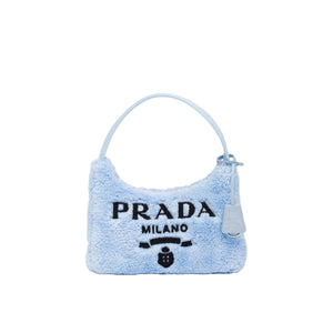 Prada Re-Edition 2000 Hobo Terry Cloth Mini Bag Blue