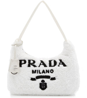 Prada Re-Edition 2000 Hobo Terry Cloth Mini Bag White