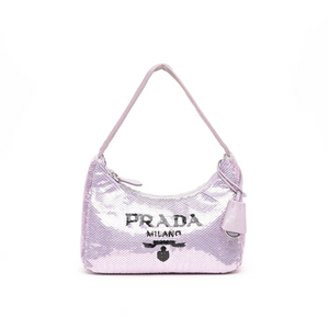Prada Re-Edition 2000 Sequin Shoulder Bag Purple