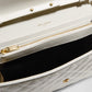 YSL Envelope Flap Triquilt Wallet on Chain Grained Leather White