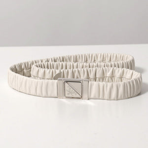 Prada Women Triangle Logo Elastic Belt Slim White