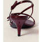 Miu Miu Slingback Kitty Heel Patent Leather Sandals Burgundy