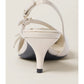 Miu Miu Women's Pointed Toe Slingback Leather Pumps Ivory