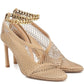Bottega Veneta Women's Embellished Caged Pumps Beige