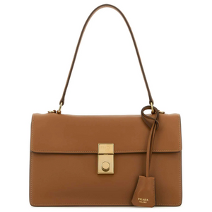 Prada Soft Sound Medium Leather Shoulder Bag Caramel