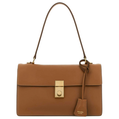 Prada Soft Sound Medium Leather Shoulder Bag Caramel