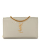YSL Cassandre Chain Wallet Lizard Embossed Leather Cream Soft
