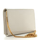 YSL Cassandre Chain Wallet Lizard Embossed Leather Cream Soft
