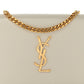 YSL Cassandre Chain Wallet Lizard Embossed Leather Cream Soft