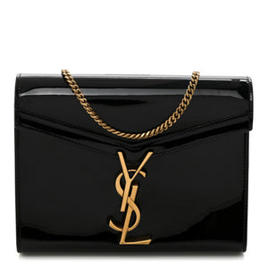 YSL Cassandre Chain Wallet Patent Monogram Black