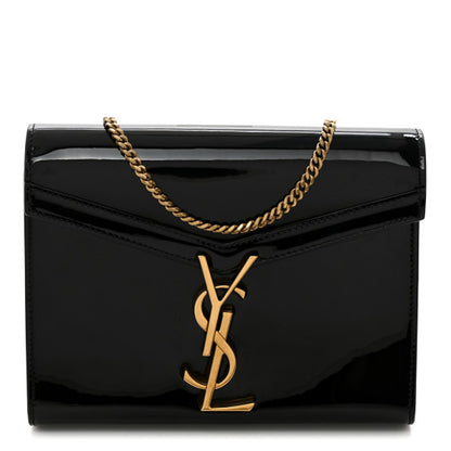 YSL Cassandre Chain Wallet Patent Monogram Black