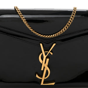 YSL Cassandre Chain Wallet Patent Monogram Black