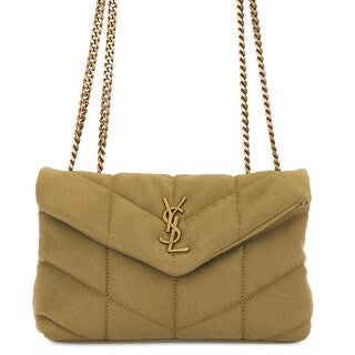 YSL Lou Lou Toy Puffer Bag Suede Fir Green