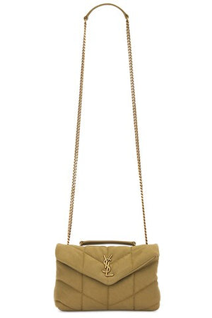 YSL Lou Lou Toy Puffer Bag Suede Fir Green