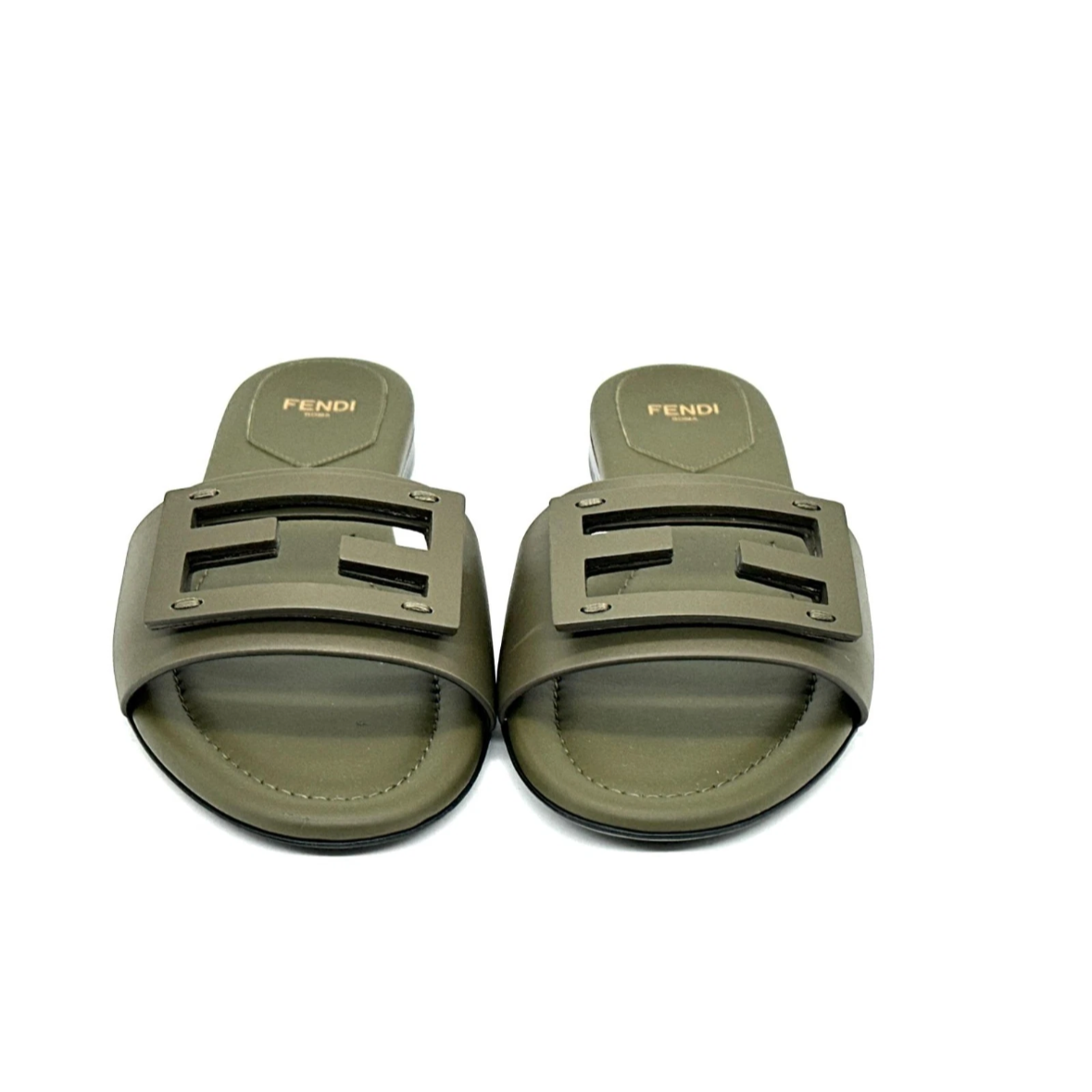 Pair of green slides on a white background