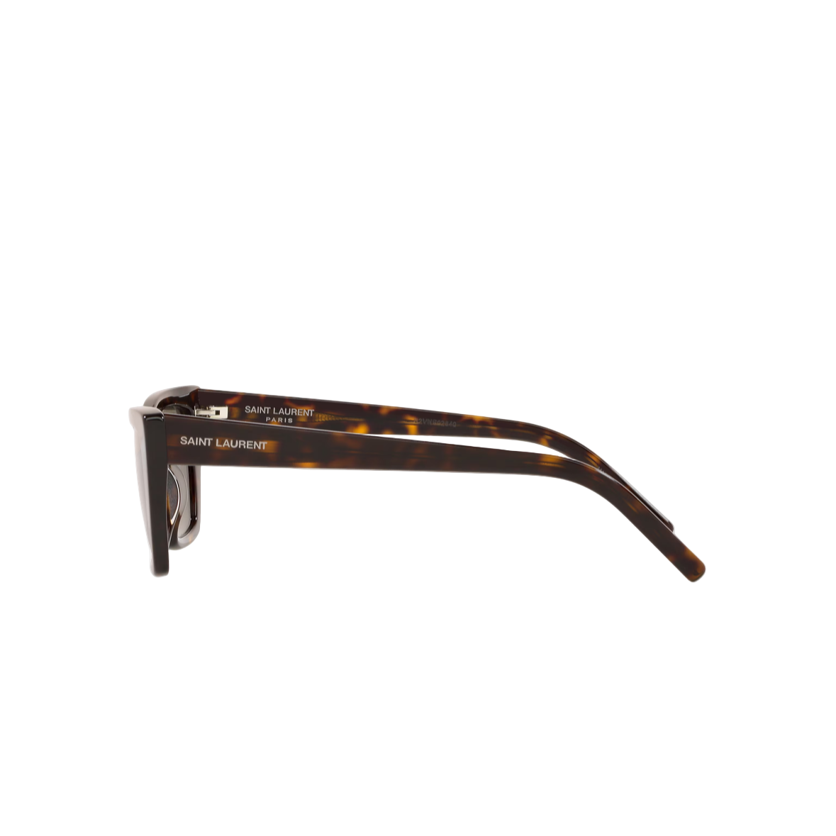 Tortoiseshell sunglasses with 'Saint Laurent' branding on a white background