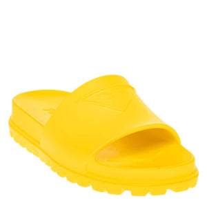 Yellow slide sandal on a white background
