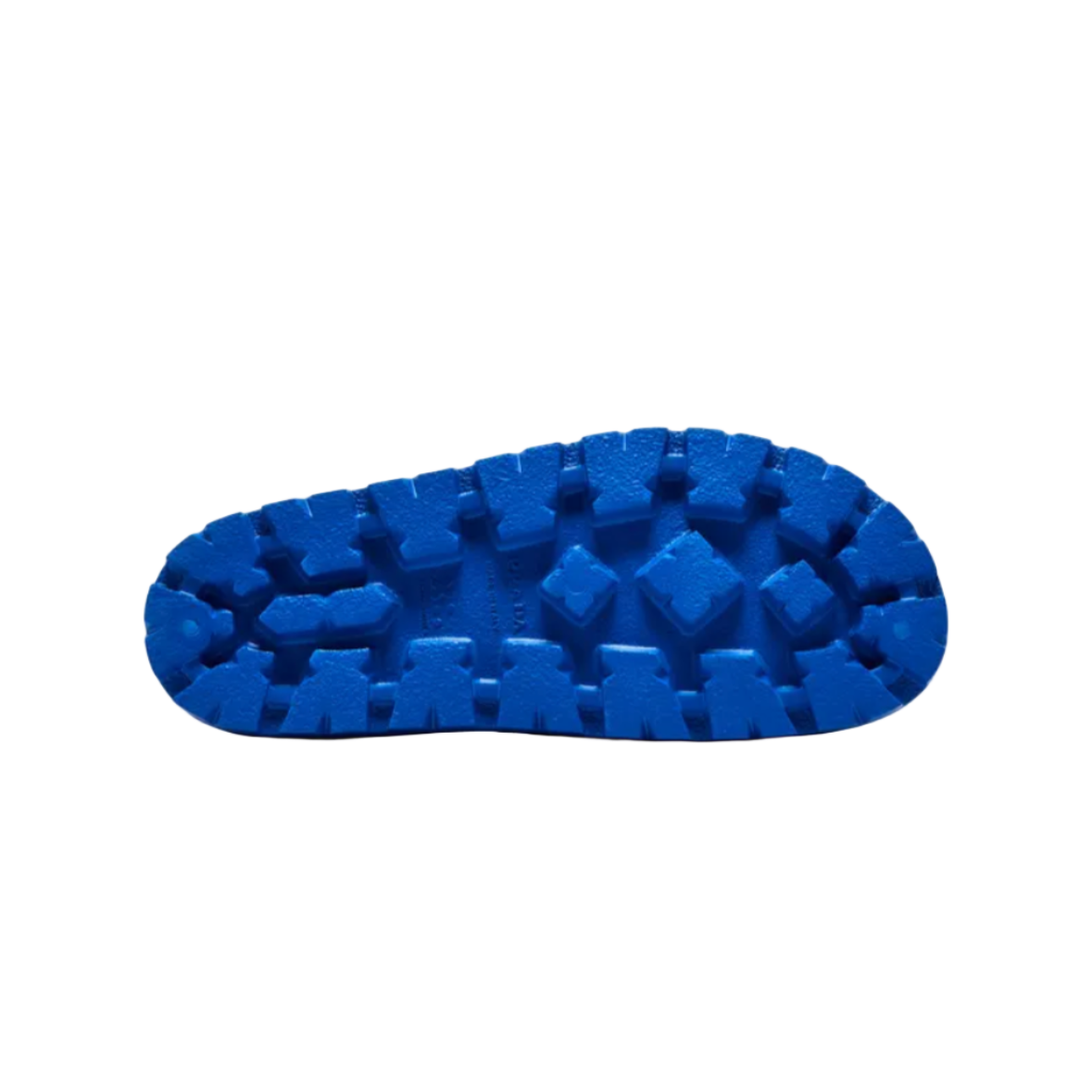 Blue sandal on a white background with 'goat.com' website interface.