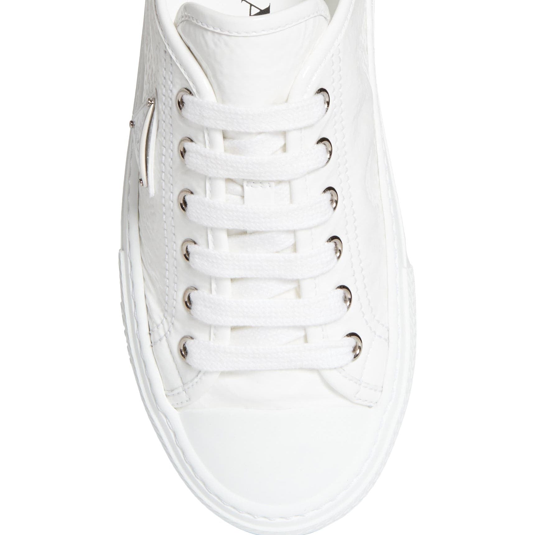 White Prada sneaker on a white background