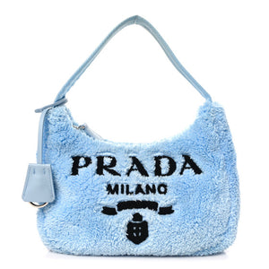 Prada Re-Edition 2000 Hobo Terry Cloth Mini Bag Blue