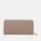YSL Monogram Matelasse Leather Zip Around Wallet Dark Beige