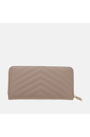 YSL Monogram Matelasse Leather Zip Around Wallet Dark Beige